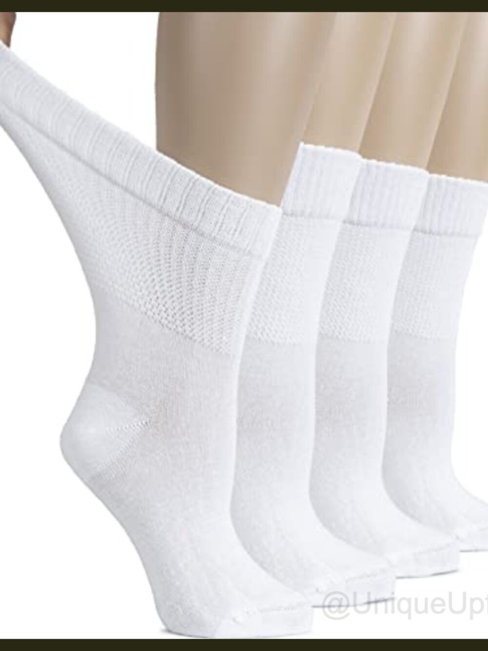 Women's Cotton Diabetic Crew Socks Wide Thin Loose Fit Seamless Toe 4 Pairs